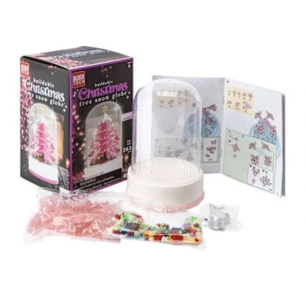 Block Tech Christmas Tree Snow Globe 283pcs Battery‎ Lights 8+ Building Set New